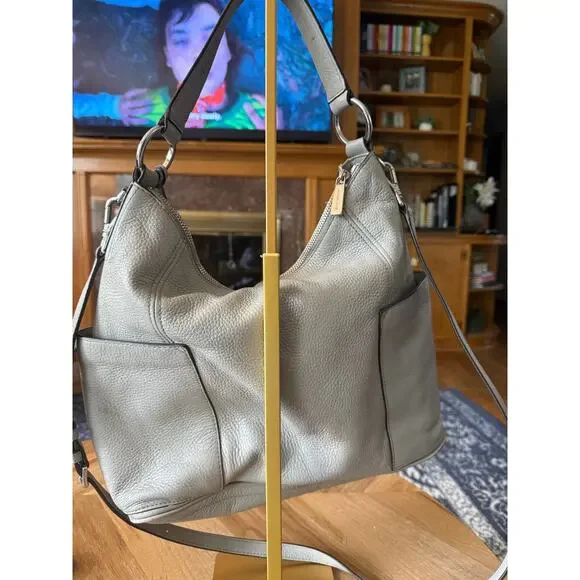 Michael Kors Anita Grey Leather Convertible Hobo Bag - Picture 9 of 10